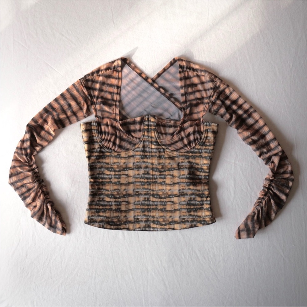 KNWLS (Charlotte Knowles) Ink Check Scythe Bustier with crossover back XS / 8